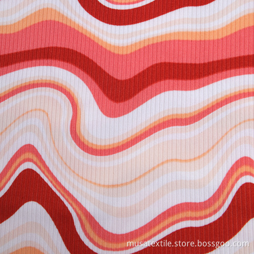 Custom Print Stretch Knitted Rib Velvet Fabric